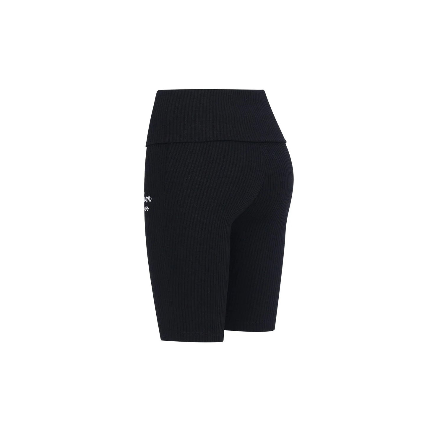 Ribbed 5-Inch Folding Biker Shorts (Black)