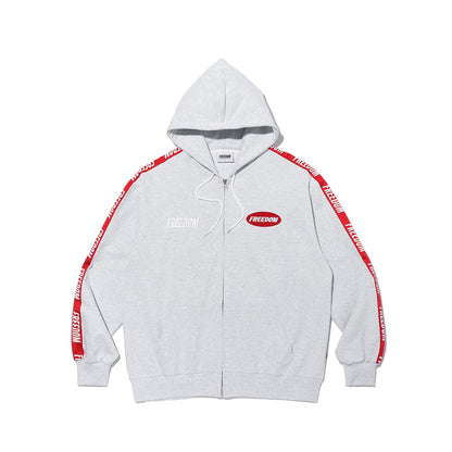 Freedom Lettering Hooded Zip-Up (Melange)