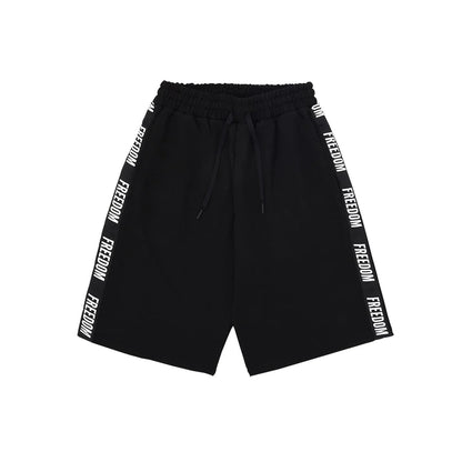 Freedom Lettering Bermuda Cotton shorts (Black)