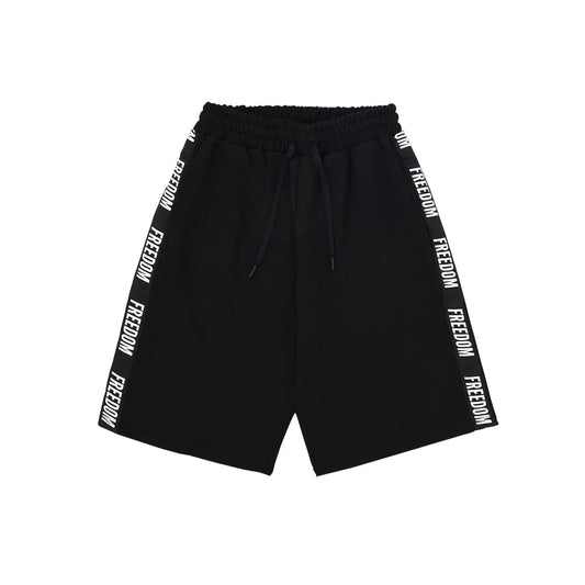 Freedom Lettering Bermuda Cotton shorts (Black)