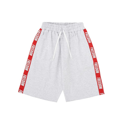 FREEDOM Lettering Bermuda Cotton Shorts (Melange)