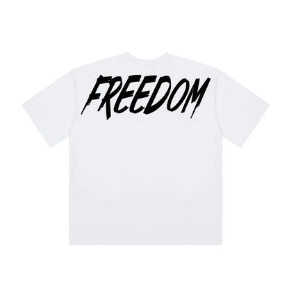 FREEDOM Over Fit Back Printing T-shirt (White)
