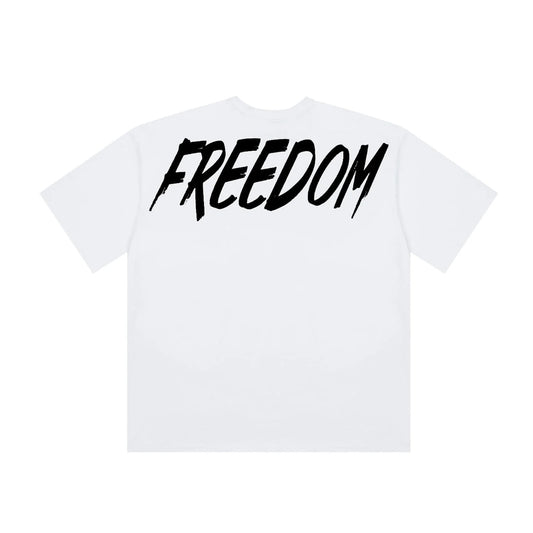 FREEDOM Over Fit Back Printing T-shirt (White)