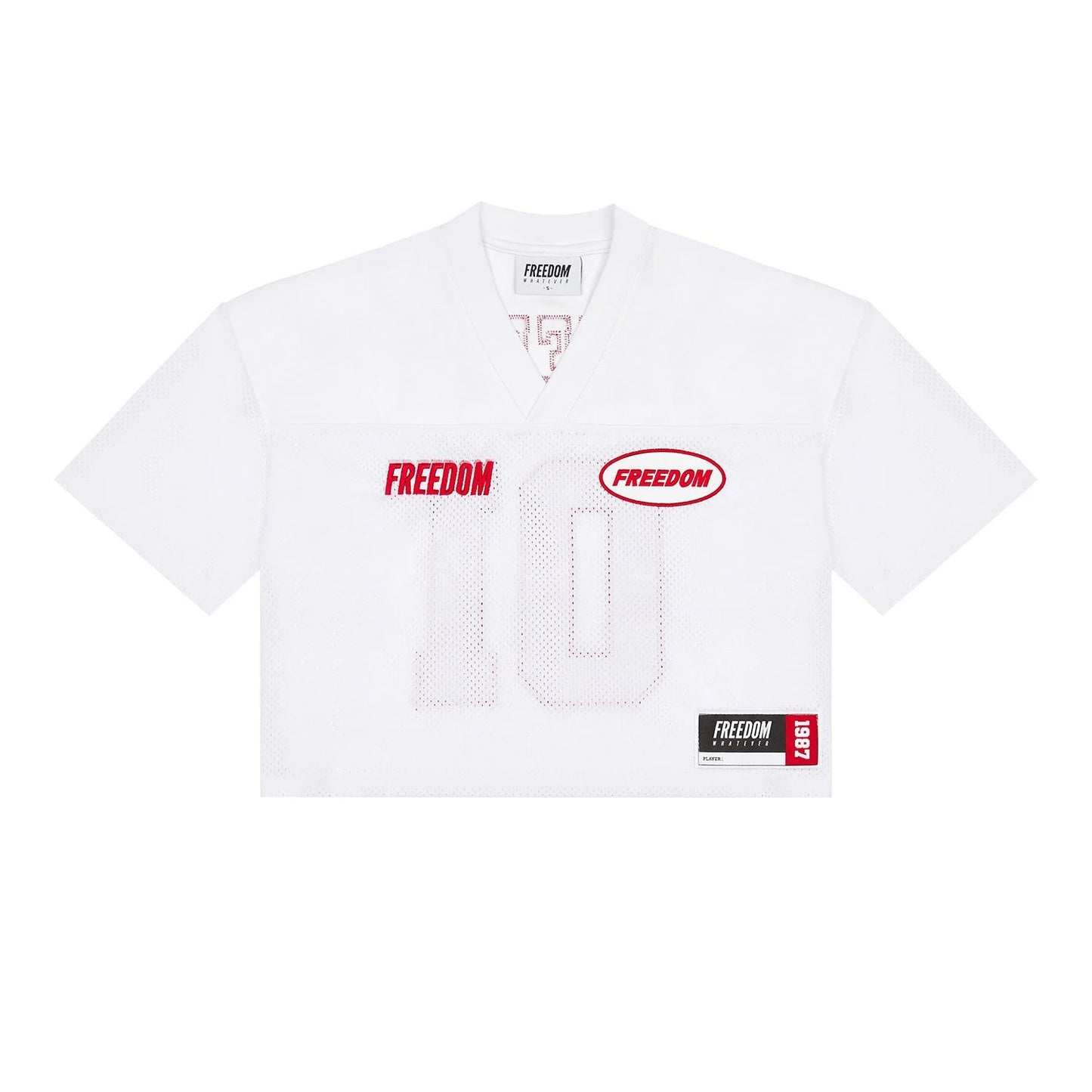Women's Freedom Crop Rugby Jersey (White/Red)