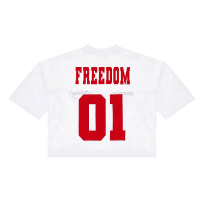 Women's Freedom Crop Rugby Jersey (White/Red)