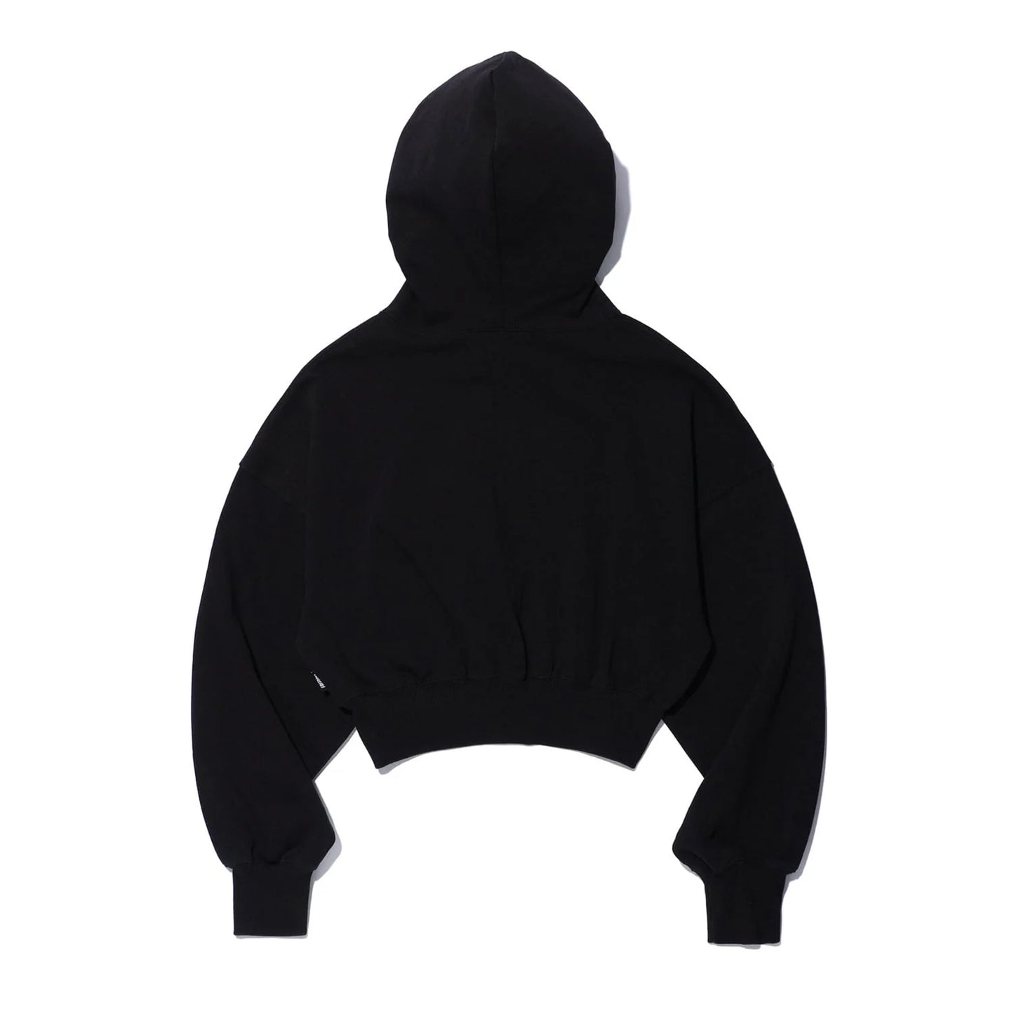 Women's Lettering Applique Crop Hoodie (Black)
