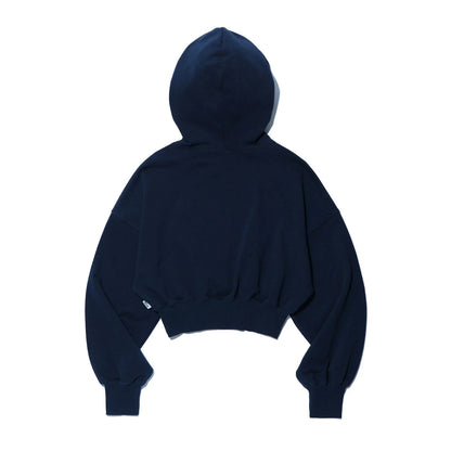 Women's Lettering Applique Crop Hoodie (Navy)