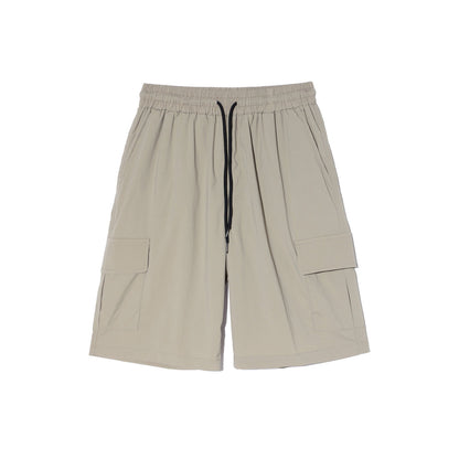 Nylon Cargo Bermuda Shorts (Beige)