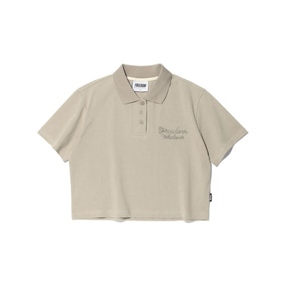 Logo Pique Cropped T-shirt (Beige)
