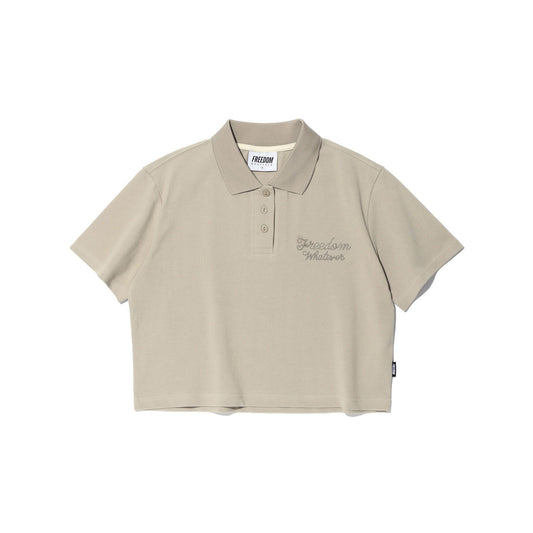 Logo Pique Cropped T-shirt (Beige)