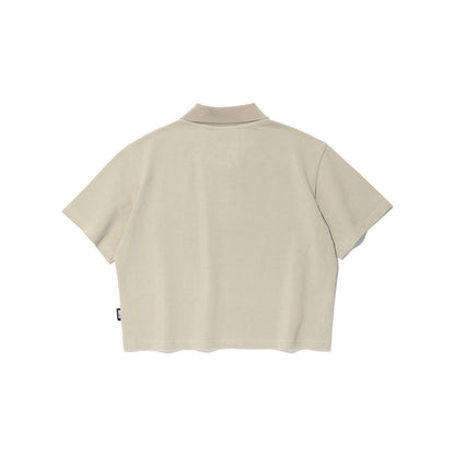 Logo Pique Cropped T-shirt (Beige)