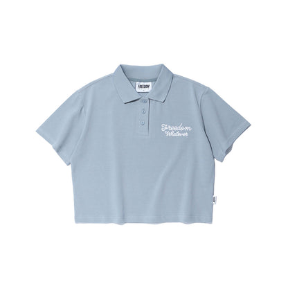 Logo Pique cropped t-shirt (Sky Blue)