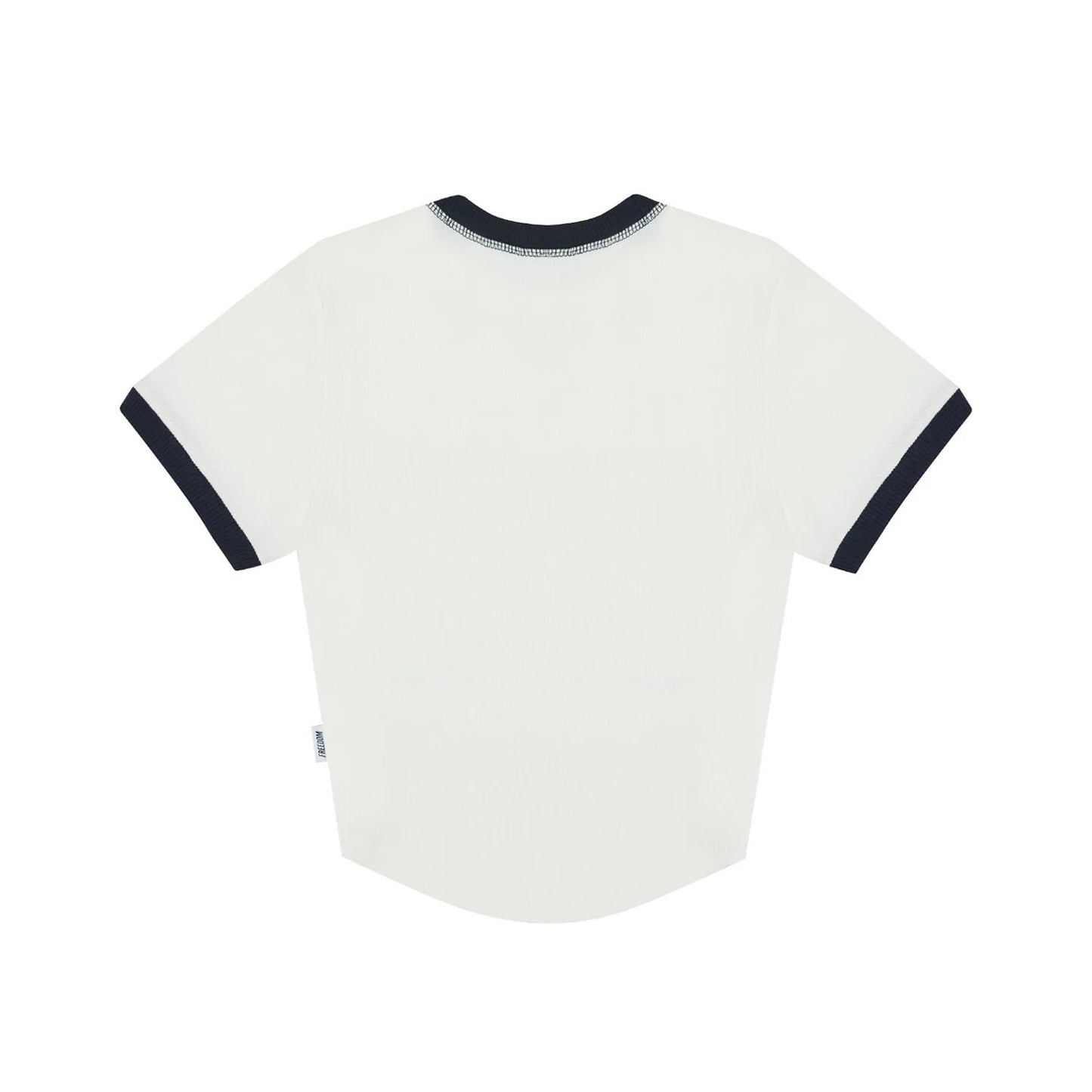 Women's Waffle Ringer Cropped T-Shirt (White)