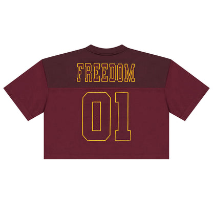 Women's Freedom Crop Rugby Jersey (Wine)