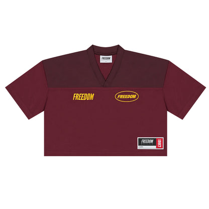 Women's Freedom Crop Rugby Jersey (Wine)