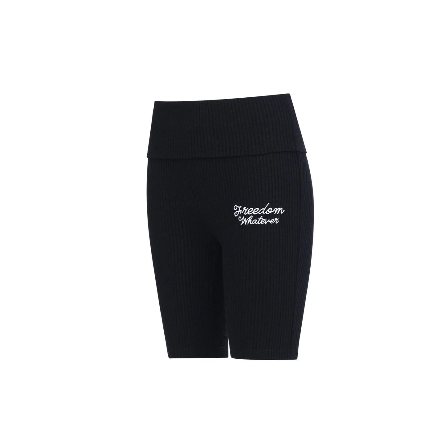 Ribbed 5-Inch Folding Biker Shorts (Black)