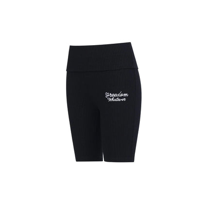Ribbed 5-Inch Folding Biker Shorts (Black)