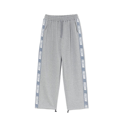 Freedom Lettering Cotton Pants (Grey)