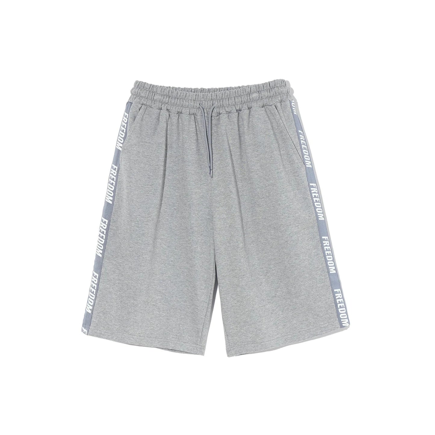 Freedom Lettering Bermuda Cotton Shorts (Grey)