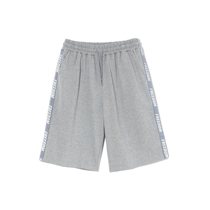 Freedom Lettering Bermuda Cotton Shorts (Grey)