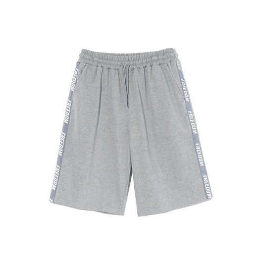 Freedom Lettering Bermuda Cotton Shorts (Grey)