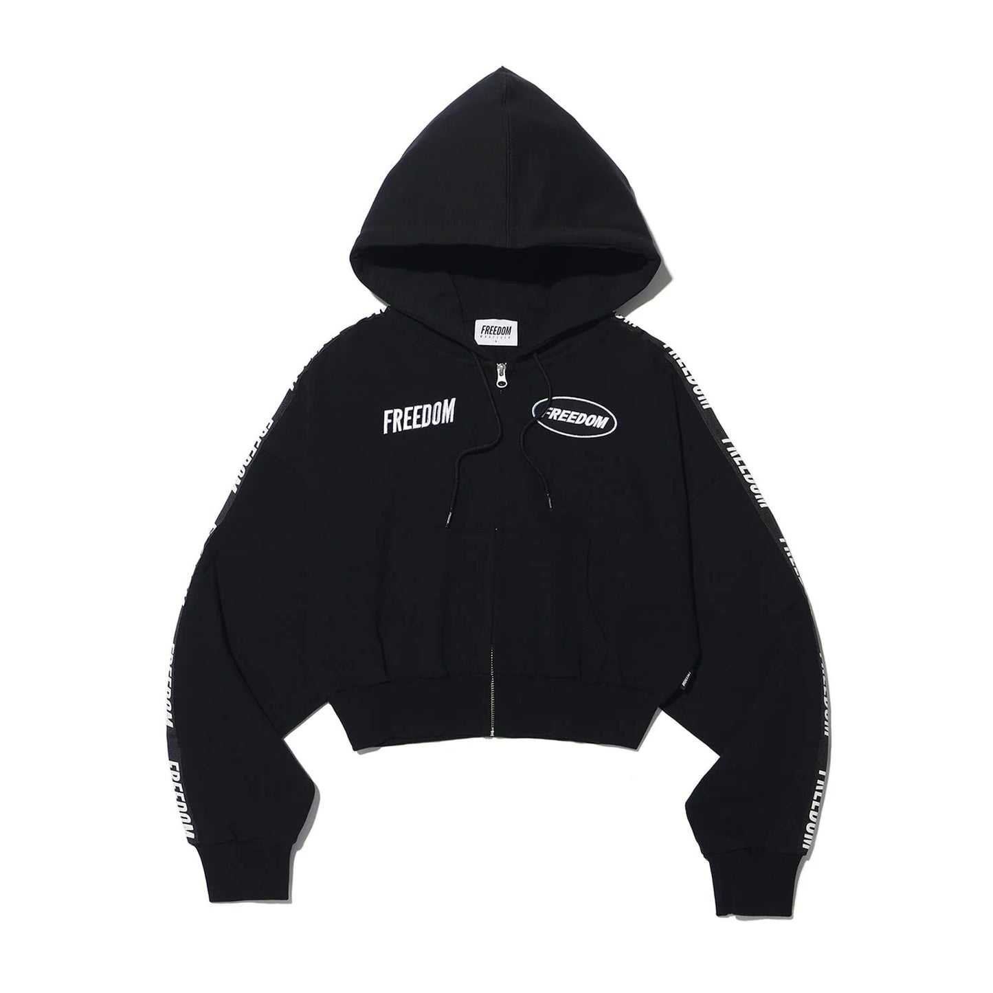 Freedom Women's Crop Lettering Hoodie Zip-Up (Black)