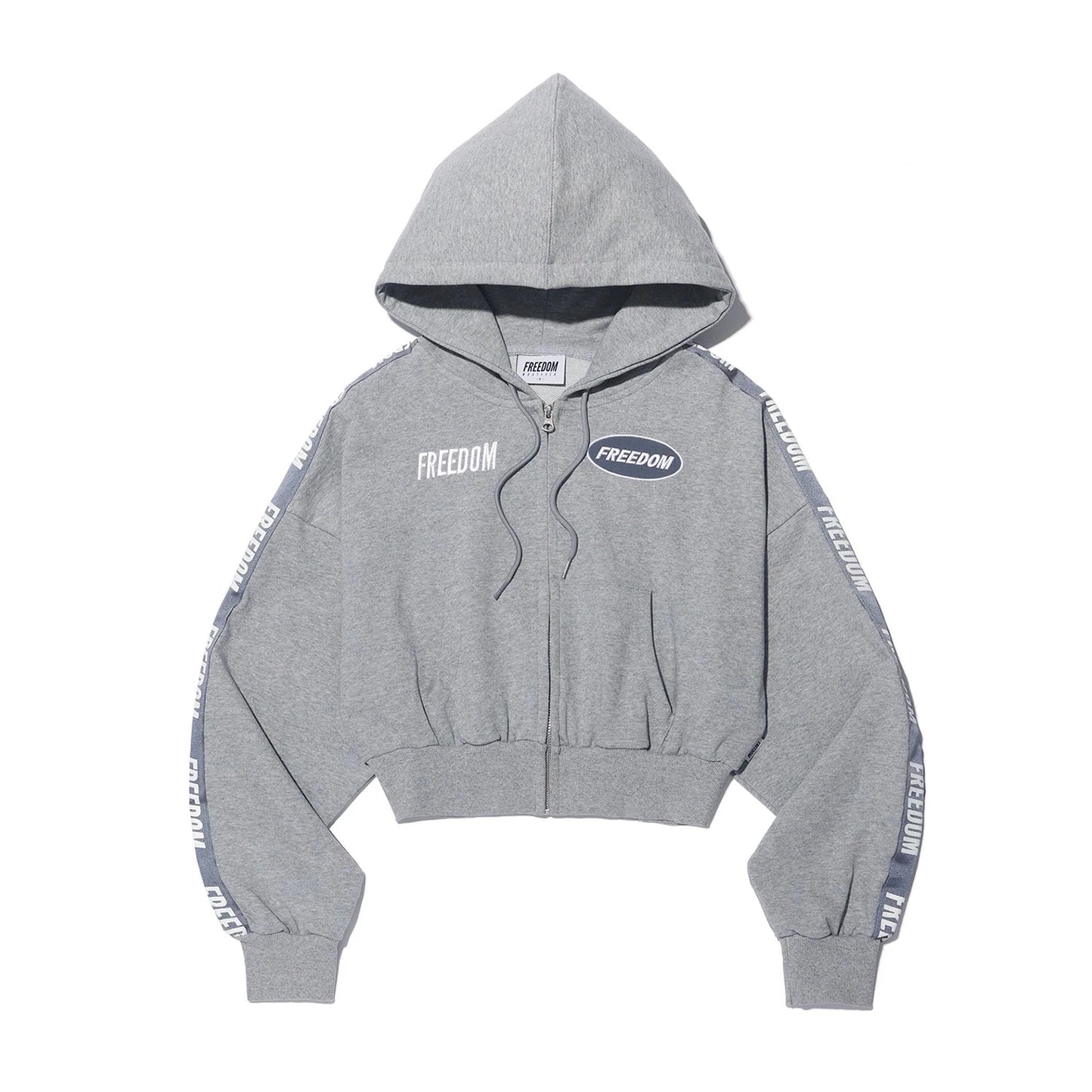 Freedom Women's Crop Lettering Hoodie Zip-up (Gray)
