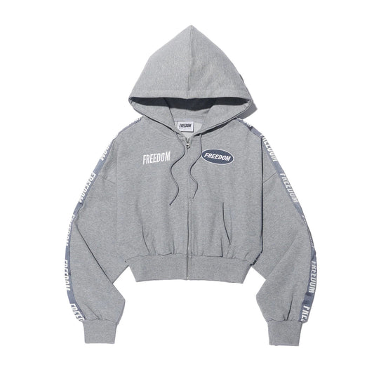 Freedom Women's Crop Lettering Hoodie Zip-up (Gray)