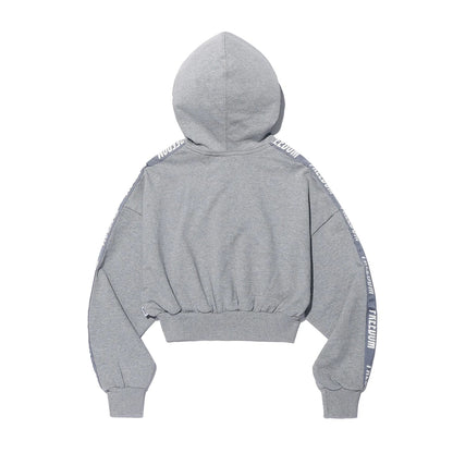 Freedom Women's Crop Lettering Hoodie Zip-up (Gray)