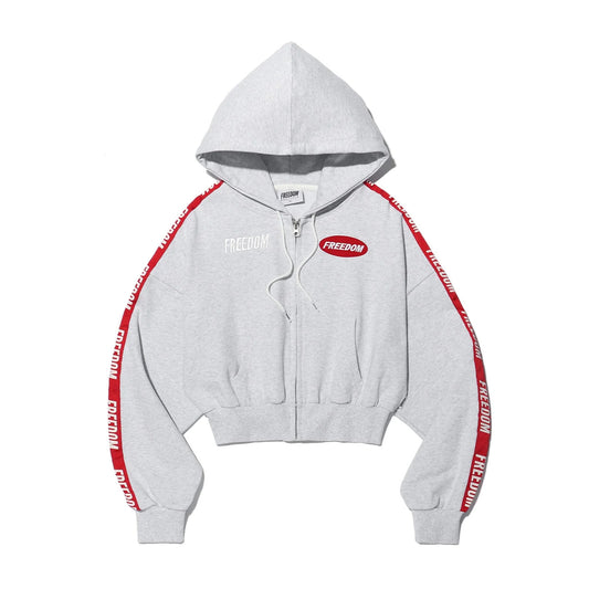 Freedom Women's Crop Lettering Hoodie Zip-up (Melange)
