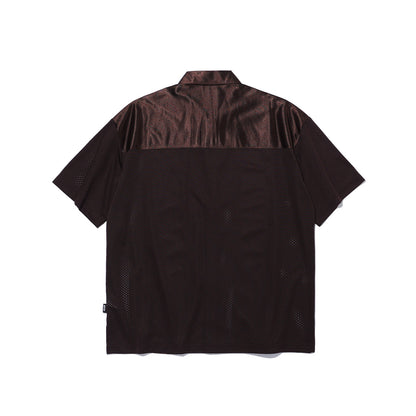 Split Short Sleeve Shirt (Brown)