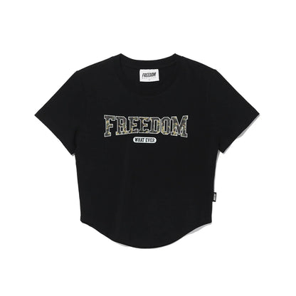 Freedom Camo Logo Crop T-Shirt (Black)
