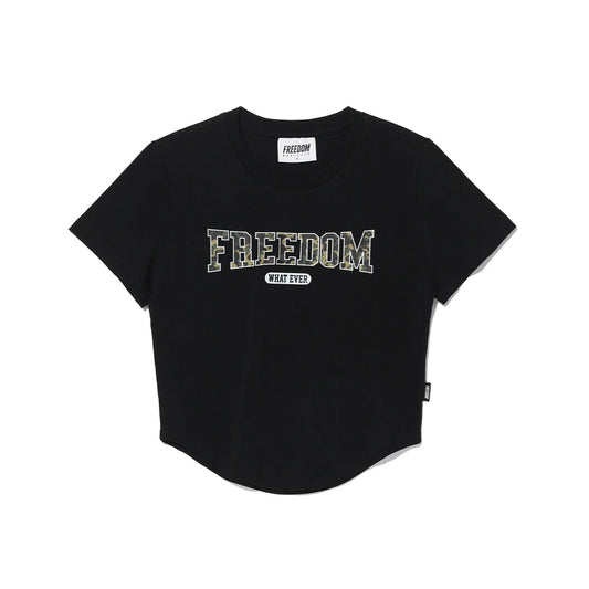 Freedom Camo Logo Crop T-Shirt (Black)
