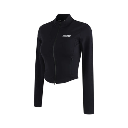 Womens Logo Slim Fit Zip Up Jacket (Black)