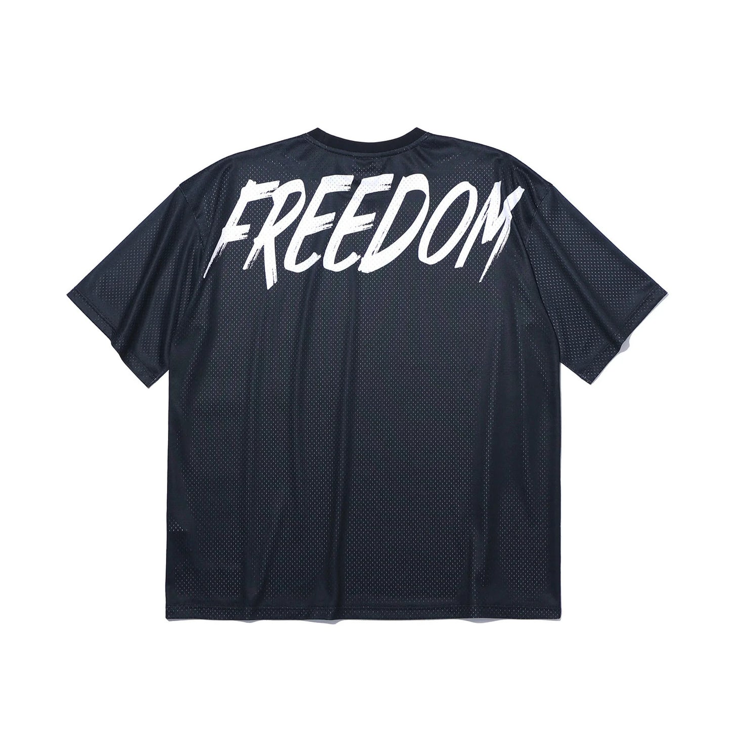 Mesh Oversized Back Print T-shirt (Black)
