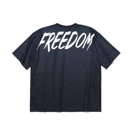 Mesh Oversized Back Print T-shirt (Black)