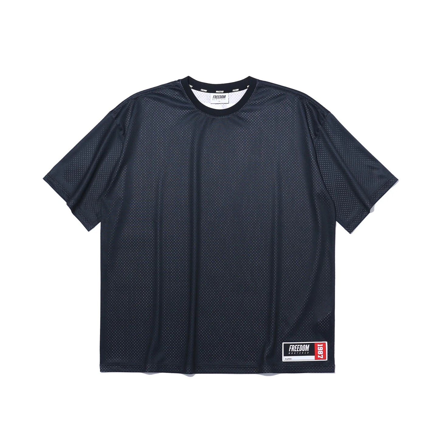 Mesh Oversized Back Print T-shirt (Black)