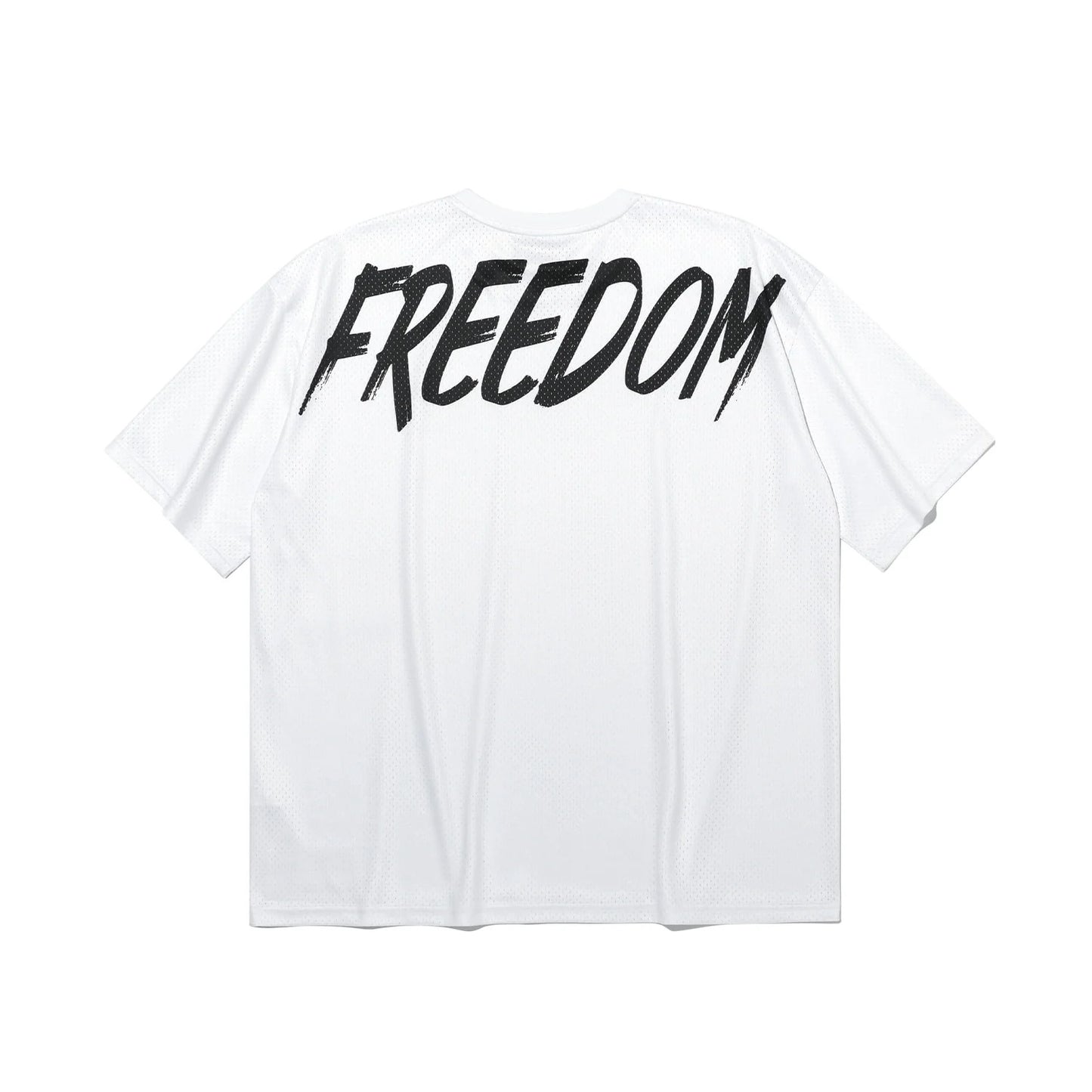 Mesh Oversized Back Print T-shirt (White)