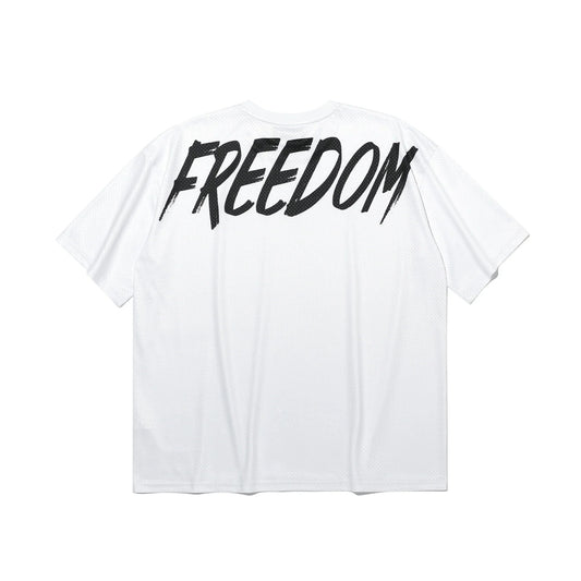 Mesh Oversized Back Print T-shirt (White)