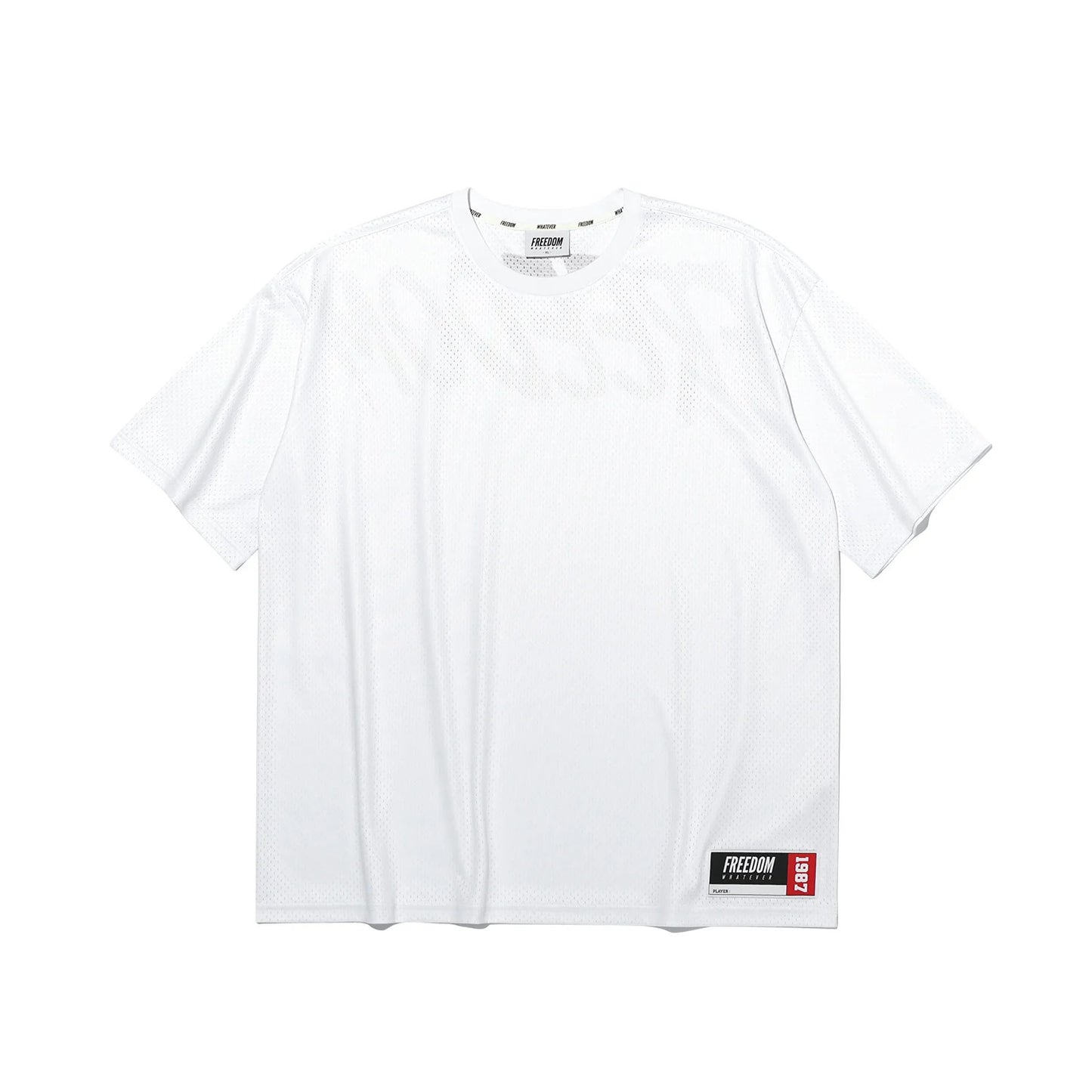 Mesh Oversized Back Print T-shirt (White)