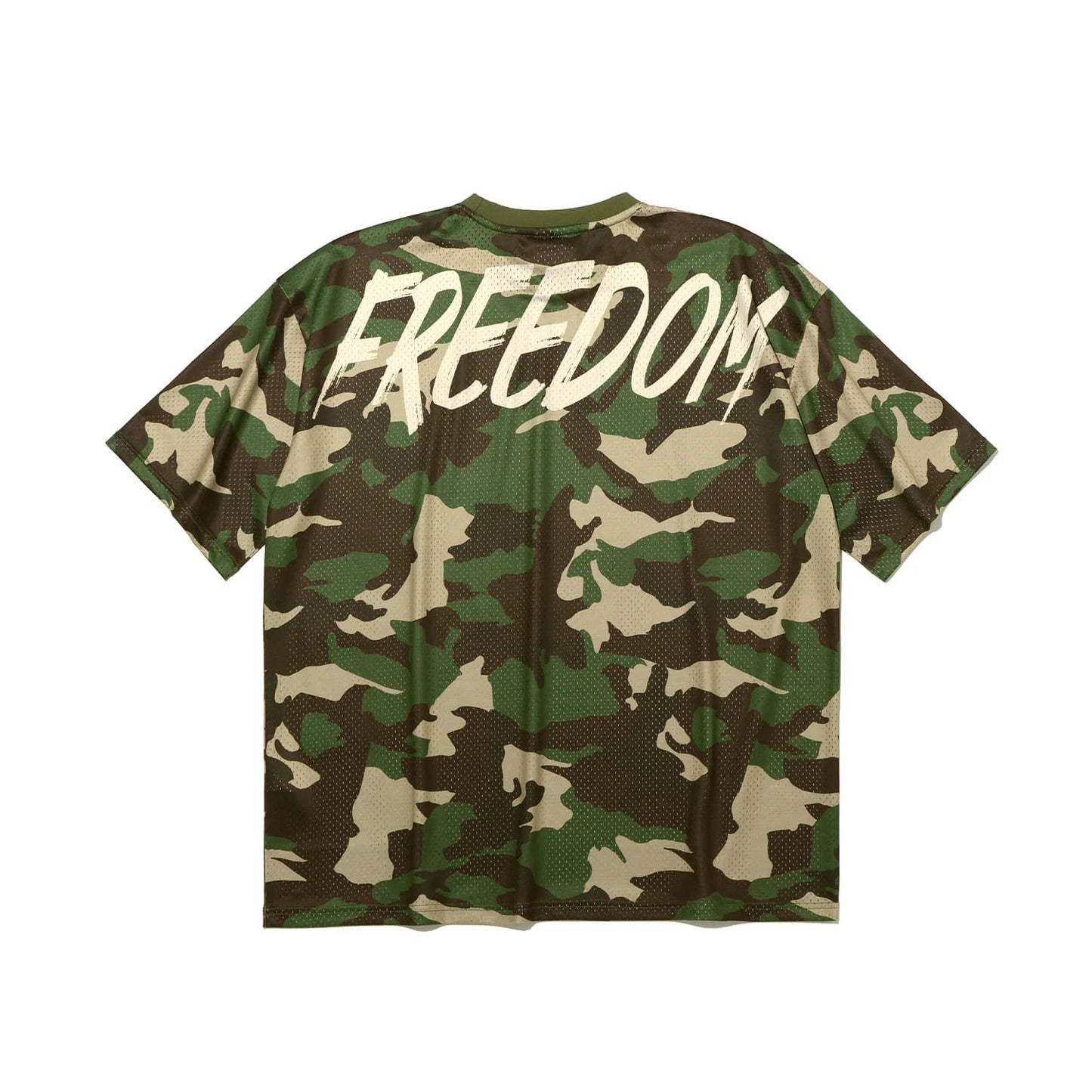 Mesh Oversized Back Print T-shirt (Light Camo)