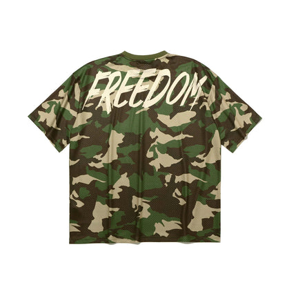 Mesh Oversized Back Print T-shirt (Light Camo)