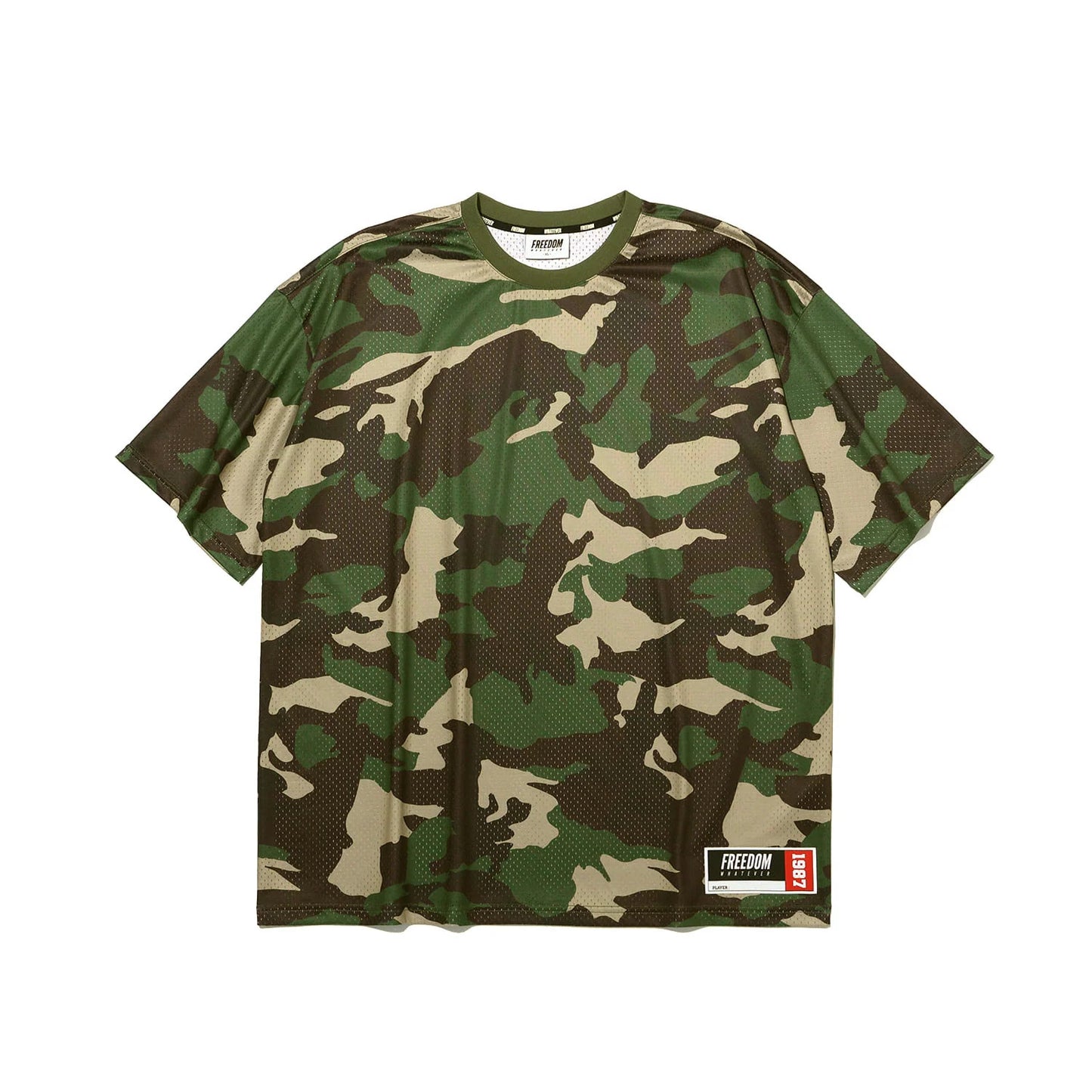 Mesh Oversized Back Print T-shirt (Light Camo)