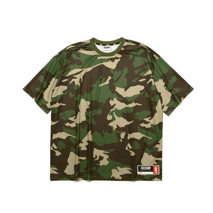 Mesh Oversized Back Print T-shirt (Light Camo)