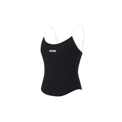 Womens Small Logo Two-in-One Color Block Tank Top (Black)