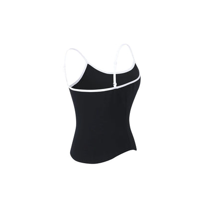 Womens Small Logo Two-in-One Color Block Tank Top (Black)