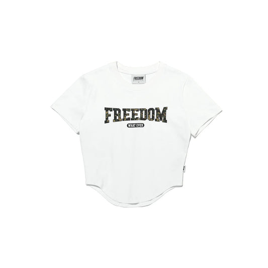 Freedom Camo Logo Crop T-shirt (White)