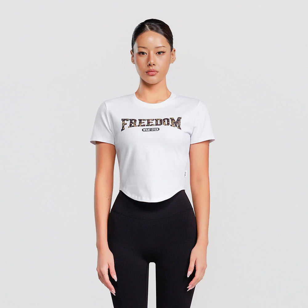 Freedom Camo Logo Crop T-shirt (White)