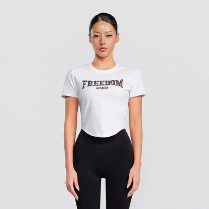 Freedom Camo Logo Crop T-shirt (White)