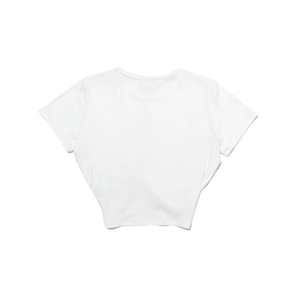 Ribbed Twist Crop Short Sleeve (White)